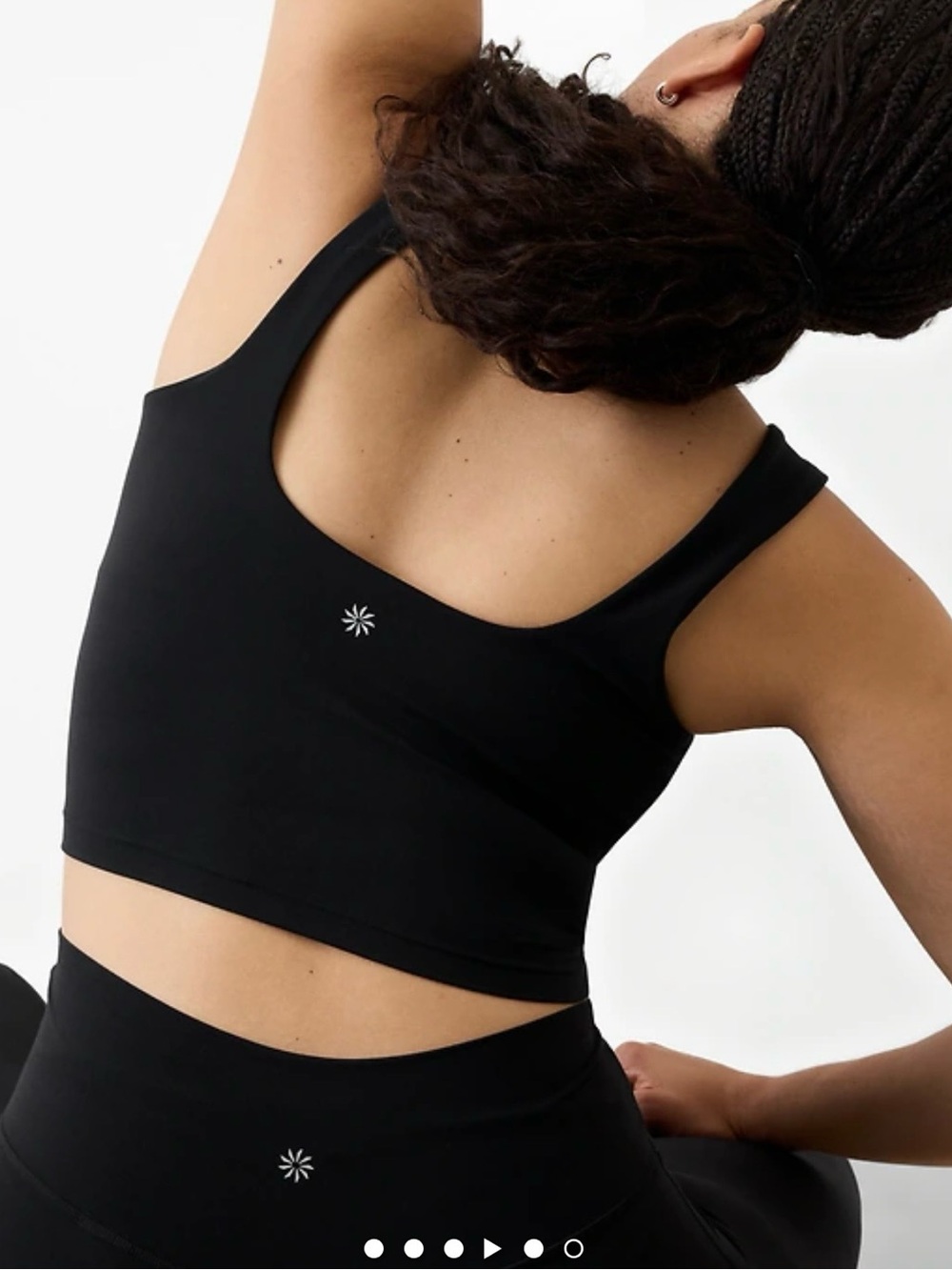 Athleta NWT Transcend Square Neck Crop Bra Tank Black Padded Size L B-C Cup